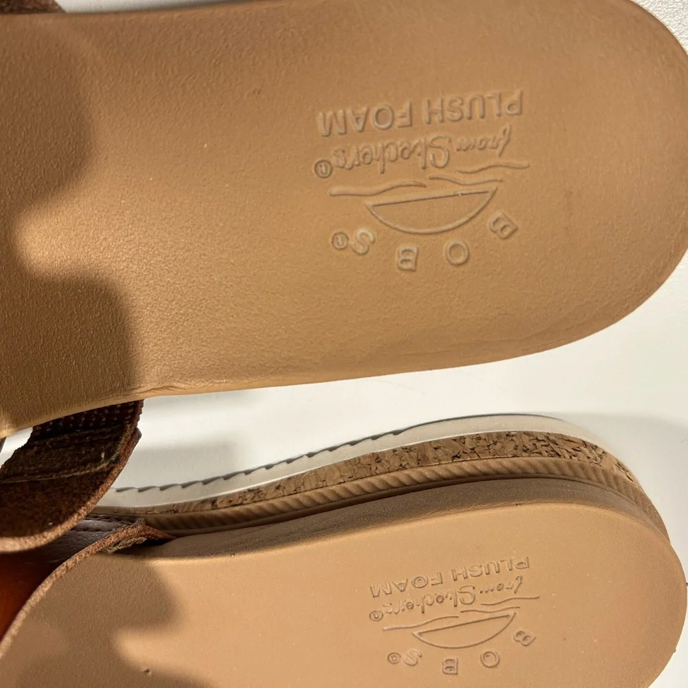 BOBS Skechers Slide Sandals Womens Size 7 Cognac Brown Cutout Comfort Slides - Picture 5 of 11
